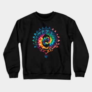 Dolphins freediver and sea turtle Tie Dye Pattern Crewneck Sweatshirt